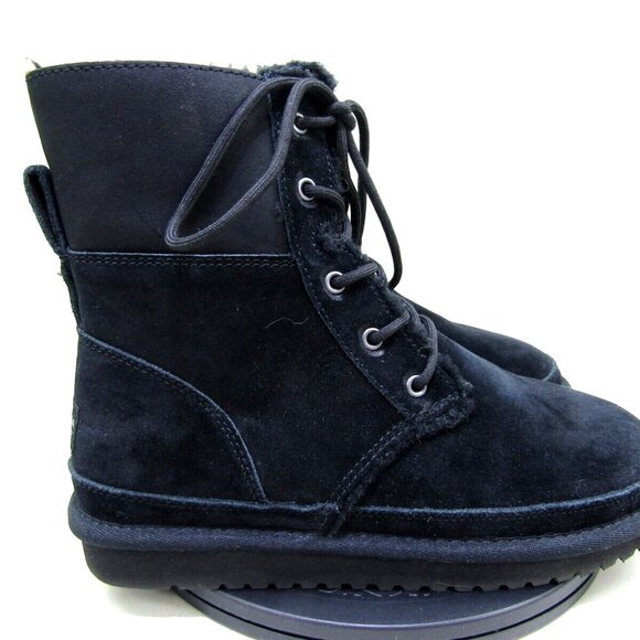Koolaburra by Ugg Boots Womens 8 Style 1133077 Faux Fur Lined Black Lace Up - Picture 1 of 6